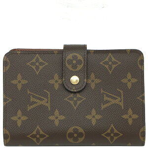 Louis Vuitton Porte Papier Zip Bifold Wallet Monogram Canvas Brown Leather